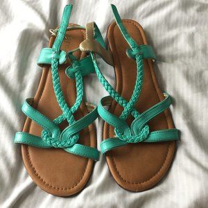Teal braided sandles